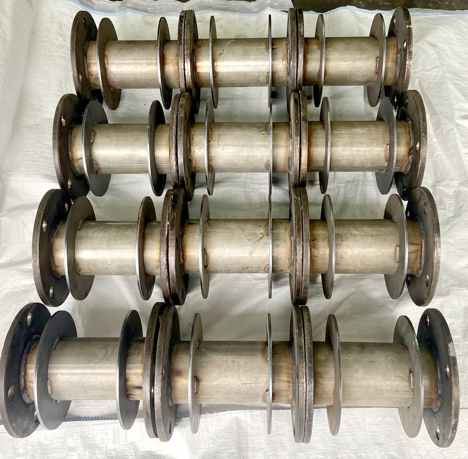 Fabricated pipe spools laid out in the Steelman yard